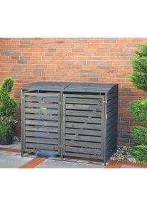 M&uuml;lltonnenbox Promadino "Vario III", grau (anthrazit), B:92cm H:122cm T:148cm, Massivholz, Metall, Aufbewahrungsboxen, M&uuml;lltonnenbox, f&uuml;r 2 Tonnen, robust aus zertifiziertem Kiefernholz