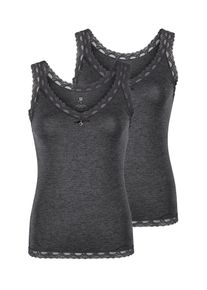 like it! Achseltop LIKE IT "2er Pack Damen Top Kim", Damen, Gr. M, 2 Stk., grau (dunkelgrau), Single-Jersey, , Basic, figurumspielend, V-Ausschnitt, Unterhemden Achseltop