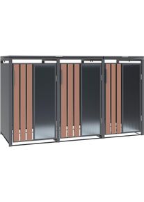 M&uuml;lltonnenbox WESTMANN "Status 3", grau (anthrazit, holzoptik), B:198cm H:116cm T:80cm, Stahl, Aufbewahrungsboxen, M&uuml;lltonnenbox, BxTxH: 198x80x116 cm, f&uuml;r 3x240 L M&uuml;lltonnen