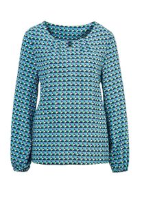 Kurzarmbluse GOLDNER "Kurzgr&ouml;&szlig;e Druckbluse aus reiner Viskose", Damen, Gr. 19, blau (marine, gemustert), Obermaterial: 100% Viskose CV., weit Gummib&uuml;ndchen, Blusen Kurzarmbluse, keine/nicht relevant