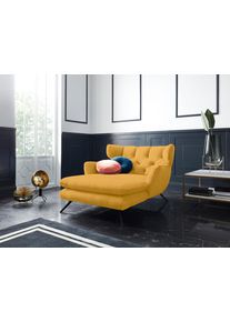 Loveseat 3C CANDY "Beatrice Loungesessel, Ohrensessel, bequem zum Relaxen, Breite 100cm", gelb (curry), B:126cm H:95cm T:160cm, Samt-Optik (100% Polyester), Sessel, Loveseat, mit Knopfheftung im R&uuml;cken, Fernsehsessel, Relaxsessel