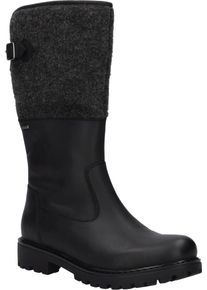 Stiefel Josef Seibel "Melinda 34", Damen, Gr. 42, Lammfell, Normalschaft, schwarz (schwarz kombiniert), Leder, Textil, Schuhe Stiefel, Blockabsatz, Langschaftstiefel mit Filzbesatz, Weite G