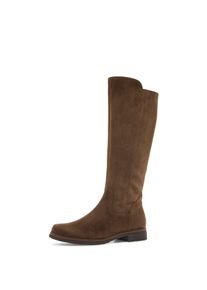 Stiefel Gabor, Damen, Gr. 43, w&auml;rmend, Normalschaft, whisky, Veloursleder, unifarben, Schuhe Stiefel, Blockabsatz, Langschaftstiefel mit Wechselfu&szlig;bett