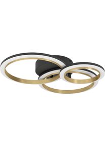 EGLO Deckenleuchte "Calliera Deckenlampe, Metall und Kunststoff, B&uuml;rolampe Decke, Lampe", gold (schwarz), 1, H: 11cm, 1 Stk., Leuchten, Wand-/Deckenleuchte - L49 x B44,5 x H11 cm - schwarz, messing, Deckenleuchte
