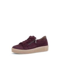 Plateausneaker Gabor, Damen, Gr. 38, Leder Textil, dunkelrot, Kalbsleder, Ziegenveloursleder, Reptilienpr&auml;gung, unifarben, Schuhe Plateausneaker, Freizeitschuh, Halbschuh, Schn&uuml;rschuh mit dezentem Fersenbesatz