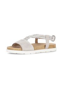 Riemchensandale Gabor, Damen, Gr. 36, Leder, wei&szlig; (goldfarben), Ziegenveloursleder, Schuhe Riemchensandale, Plateau, Sandalette, Sommerschuh mit funkelnden Strasssteichen