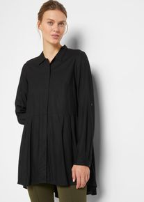 Longbluse bonprix, Damen, Gr. 52, schwarz, Obermaterial: 100% Viskose, l&auml;ssig geschnitten, Blusen Longbluse, mit Vokuhila-Form, aus flie&szlig;ender Viskose, l&auml;ssig geschnitten