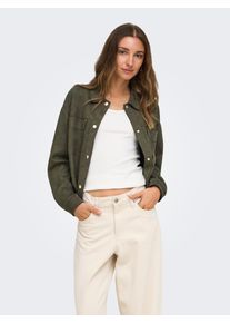 Jacqueline de Yong Hemdbluse JDY "JDYJULLE L/S FAKE SUEDE SHIRT JRS NOOS", Damen, Gr. M, gr&uuml;n (schwarz olive), Web, Obermaterial: 95% Polyester, 5% Elasthan, unifarben, regular fit normal, Blusen Hemdbluse, Kunstfaser, regular fit