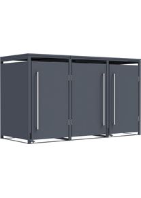 M&uuml;lltonnenbox WESTMANN "Pedura 3", grau (anthrazit), B:199cm H:116cm T:80cm, Stahl, Aufbewahrungsboxen, M&uuml;lltonnenbox, BxTxH: 199x80x116 cm, f&uuml;r 3x240 L M&uuml;lltonnen