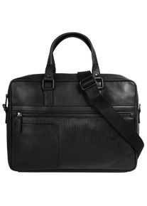 Aktentasche Bugatti "Bugatti Herren, Damen JOEL echt Leder", Gr. B/H/T: 37cm x 28cm x 9cm onesize, schwarz, Leder, leicht gl&auml;nzend, unifarben, Taschen Aktentasche, echt Leder