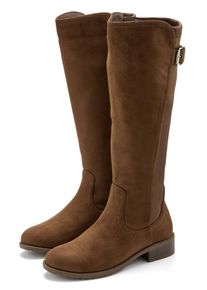 Stiefel Lascana "Boots, Langschaftstiefel, Stiefelette", Damen, Gr. 39, Textil, braun, Obermaterial: 100% Textilmaterial. Decksohle: 100% Lederimitat. Futter: 100% Textilmaterial. Laufsohle: 100% Synthetik, unifarben, Basic, Schuhe Stiefel, NEU mit Langschaft und Zierschnalle, Topseller