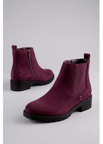 Chelseaboots ANISTON SHOES, Damen, Gr. 40, Textil, bordeaux, Veloursleder, unifarben, Basic, Schuhe Chelseaboots, Stiefelette, Blockabsatz, mit breitem Stretch, Topseller