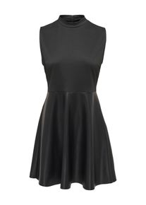 Partykleid Only "ONLMADDIE S/L FAUX LEATHER MIX DRESS OTW", Damen, Gr. M, N-Gr, ohne &Auml;rmel, Jersey, schwarz, Jersey, Obermaterial: 50% Polyester, 33% Viskose, 15% Polyamid, 2% Elasthan, unifarben, kurz, Kleider Partykleid, Materialmix aus Jersey und Lederimitat