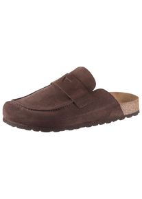 MAN'S WORLD Clog MAN'S WORLD, Herren, Gr. 40, braun (dunkelbraun), Veloursleder, Schuhe Clog, Schlappen, Sommerschuh, Hausschuh mit ergonomisch geformtem Fu&szlig;bett