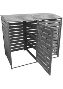 M&uuml;lltonnenbox Promadino "Vario III", grau, B:92cm H:122cm T:148cm, Massivholz, Metall, Aufbewahrungsboxen, M&uuml;lltonnenbox, f&uuml;r 2 Tonnen, robust aus zertifiziertem Kiefernholz