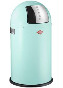 M&uuml;lleimer WESCO "Pushboy Junior Abfallsammler", blau (mint), B:35cm H:63cm T:35cm &Oslash;:35cm, Edelstahl, Kunststoff, Metall, Stahlblech, M&uuml;lleimer, M&uuml;lleimer, mit Metalleinsatz, Griffe, Einwurfklappe aus Edelstahl und Bodenring