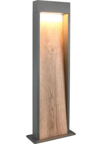 LED Au&szlig;en-Stehlampe TRIO LEUCHTEN "SALMON, Outdoor LED Stehleuchte 11W 1200 Lm 3000K, Garten Stehlampe", braun (anthrazit, holzfarben), B:21,5cm H:60cm T:9,5cm, Leuchten, LED Au&szlig;en-Stehlampe, aus Aluminium & Holz-Optik, IP44 LED Garten Wegeleuchte
