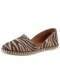 Espadrille VERBENAS, Damen, Gr. 37, ungef&uuml;ttert, sand, schwarz, zebra, Veloursleder, Veloursleder, Schuhe Espadrille, Slipper, Sommerschuh, Urlaubsschuh, Flat im Zebra-Look