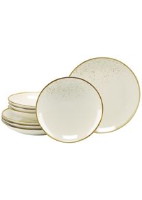 Tafelservice Creatable "Nature Collection, Service, Teller-Set, 8-tlg.", beige (creme), 8, Steinzeug, Geschirr-Sets, Tafelservice, Handgemalte Sprenkel und R&auml;nder, Reaktivglasur