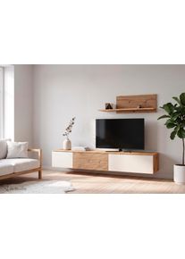 Wohnwand OTTO HOME "mit Lowboard und Paneel", braun (eiche, kaschmir), Kastenm&ouml;bel-Sets, Wohnwand, modern, 200 cm breit, h&auml;ngend und stehend montierbar, moderne Streifen