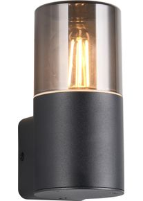 Au&szlig;en-Wandleuchte Trio LEUCHTEN "HOOSIC, Outdoor Wandlampe exkl 1x E27 max 28W, Hauswand-Leuchte", schwarz (schwarz matt, rauchgrau), B:8,5cm H:17,5cm, Leuchten, Au&szlig;en-Wandleuchte, Garten Wandleuchte IP44, Kunststoff Schirm rauchfarbig