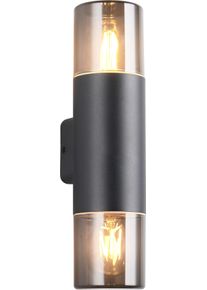 Au&szlig;en-Wandleuchte Trio LEUCHTEN "HOOSIC, Outdoor Wandlampe exkl 1x E27 max 28W, Hauswand-Leuchte", schwarz (schwarz matt, rauchgrau), B:8,5cm H:33cm, Leuchten, Au&szlig;en-Wandleuchte, Garten Wandleuchte IP44, Kunststoff Schirm rauchfarbig