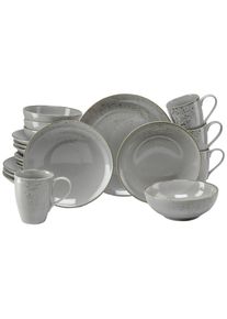 Kombiservice Creatable "Nature Collection, Service, 20-tlg.", grau, 20, Steinzeug, Geschirr-Sets, Kombiservice, Handgemalte Sprenkel und R&auml;nder, Reaktivglasur