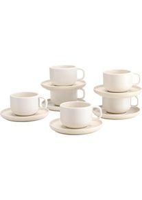 Tasse Creatable "Uno, Kaffeetassen, Set 12-tlg.", beige (sanftes wei&szlig;), H:6cm &Oslash;:9cm, Steinzeug, Trinkgef&auml;&szlig;e, Tasse, hochwertiges Steinzeug, seidenmatte Spezialglasur