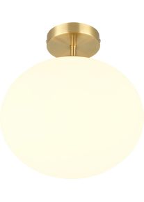 Trio LEUCHTEN Deckenleuchte "FOMENTO, Deckenlampe mit Glasschirm &Oslash; 30cm, exkl 1x E27 max 40W", gold (messing matt), 1, &Oslash; 30cm H: 33cm, 1 Stk., Leuchten, rund Glas Deckenleuchte f&uuml;r K&uuml;che Esszimmer Wohnzimmer Schlafzimmer, Deckenleuchte