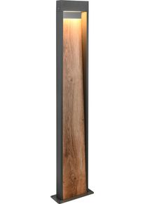 LED Au&szlig;en-Stehlampe TRIO LEUCHTEN "SALMON, Outdoor LED Stehleuchte 11W 1200 Lm 3000K, Garten Stehlampe", braun (anthrazit, holzfarben), B:21,5cm H:100cm T:9,5cm, Leuchten, LED Au&szlig;en-Stehlampe, aus Aluminium & Holz-Optik, IP44 LED Garten Wegeleuchte