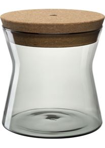 Vorratsdose Leonardo "FORMA X, mit Korkdeckel", braun (transparent, grau, natur), H:16cm &Oslash;:15,5cm, Borosilikatglas, Kork, Lebensmittelaufbewahrungsbeh&auml;lter, Vorratsdose, sp&uuml;lmaschinenfest
