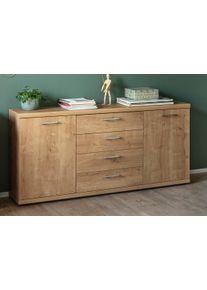 Sideboard VOGL M&Ouml;BELFABRIK "Sunny", braun (eiche), B:150cm H:80cm T:35cm, Holzwerkstoff, Sideboards, Sideboard, mit 2 T&uuml;ren und mittig 4 Schubk&auml;sten