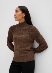 Strickpullover bonprix, Herren, Gr. 36/38 (S), braun (dunkelbraun, naturbraun), Obermaterial: 50% Baumwolle, 50% Polyacryl, loose fit, Pullover Strickpullover, Loose Fit, aus Baumwolle und Polyacryl, mit Stehkragen