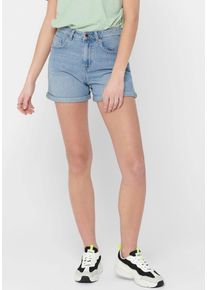 Jeansshorts Only "ONLPHINE", Damen, Gr. L (40), N-Gr, blau (light blau denim), Denim/Jeans, Obermaterial: 64% Baumwolle, 30% Polyester, 6% Viskose, Abriebeffekte, regular fit kurz, Jeans Jeansshorts, Baumwollmischung, regular fit