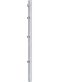 Zaunpfosten Alberts, grau (feuerverzinkt), B:6cm H:225cm T:4cm, Stahl, Zaunpfosten, Zaunpfosten, 60x40 mm f&uuml;r Doppelstabmattenzaun, 225 cm, mit Klemmlaschenbefestigung