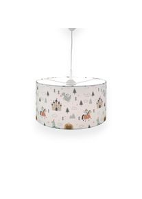 NIERMANN H&auml;ngeleuchte "Stoff-Pendelleuchte mit Motiv "Ritter Theo", Kinderzimmer, Kinderlampe", bunt (wei&szlig;, bunt), 1, &Oslash; 35cm, 1 Stk., Leuchten, Stoffschirm, h&ouml;henverstellbare Pendelaufh&auml;ngung, Made in Germany, H&auml;ngeleuchte