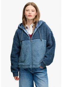 Kapuzensweatjacke Superdry "SUPER SOFT ZIPHOOD", Damen, Gr. S, blau (washed denim bl, dry slate blau), Sweatware, Obermaterial: 100% Polyester, oversize normal, Rundhals, Rippb&uuml;ndchen, Sweatjacken Kapuzensweatjacke, Kunstfaser, oversize