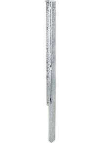 Zaunpfosten Alberts, grau (feuerverzinkt), B:6cm H:240cm T:4cm, Stahl, Zaunpfosten, Zaunpfosten, 60x40 mm f&uuml;r Doppelstabmattenzaun, 240 cm, mit Flacheisen