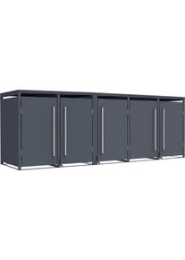 M&uuml;lltonnenbox WESTMANN "Pedura 5, 5x 240l, Anthrazit", grau (anthrazit), B:331cm H:116cm T:80cm, Metall, Stahl, Aufbewahrungsboxen, M&uuml;lltonnenbox, Mit Fu&szlig;pedal zum &Ouml;ffnen