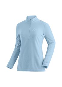 Fleecepullover Maier Sports "Denise HZ W", Damen, Gr. 44, blau (babyblau), 100% Polyester, hoch geschlossener Ausschnitt, Sweatshirts Fleecepullover, Damen Midlayer, pflegeleichtes Half-Zip Fleece