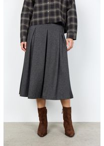 Faltenrock soyaconcept "SC-HEIKA 2", Damen, Gr. XL, schwarz earth melange, Web, Obermaterial: 62% Polyester, 35% Viskose, 3% Elasthan, meliert, ca. Mitte Wade, R&ouml;cke Faltenrock, Materialmix