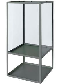 Windlicht CREATIV HOME "STAGES, Stumpenkerzenhalter aus Metall und Glas", grau (grau, transparent), B:20cm H:45cm T:20cm, Glas, Metall, Kerzenhalter, Windlicht, Kerzenhalter mit 2 Ebenen, im modernen Stil, individuell dekorierbar