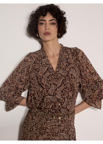 R&uuml;schenbluse Apricot "Chiffonbluse", Damen, Gr. 18, braun, gewebt, , Modisch, normal, V-Ausschnitt, Elastische B&uuml;ndchen, Blusen R&uuml;schenbluse, mit Paisleydruck