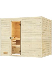 Sauna Weka "Massivholzsauna VALIDA 4", beige (natur), Bio-Ofen, externe Steuerung, 7,5 kW, Saunen, Sauna, Blockbohlen, moderne Ganzglast&uuml;r