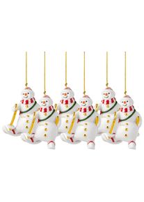 Villeroy & Boch Weihnachtsfigur VILLEROY & BOCH "Ornamente Schneemann 2026 Christmas Classics 7,3 x 6,8 x 9,9 cm 6er Set wei&szlig;-gold", wei&szlig; (wei&szlig;, gold), B:6,8cm H:9,9cm T:7,3cm, Dekofiguren, Weihnachtsfigur, Nur Dekoration