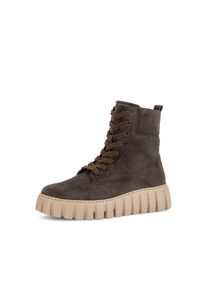 Schn&uuml;rboots Gabor, Damen, Gr. 42, Warmfutter, wei&szlig; (mocca), Veloursleder, Schuhe Schn&uuml;rboots, Schn&uuml;rstiefelette mit gepolstertem Schaftrand, G-Weite