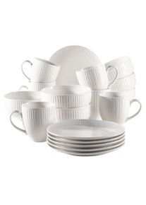Fr&uuml;hst&uuml;cks-Geschirrset M&Auml;SER "Dalia", wei&szlig;, 18, Geschirr-Sets, Fr&uuml;hst&uuml;cks-Geschirrset