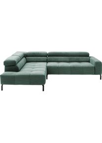 Ecksofa Home Affaire "Claya,inkl. Kopfteilverstellung, Breite 276 cm, bodenfrei, L-Form", gr&uuml;n, B:276cm H:71cm T:219cm, 95% Polyester, 5% Nylon, Sofas, Ecksofa, wahlweise elektrischer Sitzvorzug