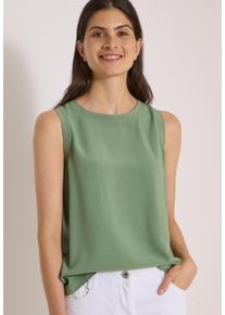Blusentop Cecil, Damen, Gr. L (42), gr&uuml;n (deep matcha gr&uuml;n), Web, Obermaterial: 100% Viskose, unifarben, normal normal, Rundhals, abgesteppt, Blusen Blusentop, Sommershirt, Viskose, &auml;rmellos