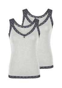 like it! Achseltop LIKE IT "2er Pack Damen Top Kim", Damen, Gr. M, 2 Stk., N-Gr, grau (anthrazit), Single-Jersey, , Basic, figurumspielend, V-Ausschnitt, Unterhemden Achseltop
